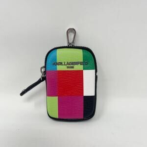 Karl Lagerfeld Paris Multi-Color Clip Pouch Coin Bag Earbuds Keys Pink Red Green